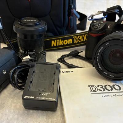 Nikon D300 Digital Camera, Lenses, Quick Charger, Backpack Carry Bag