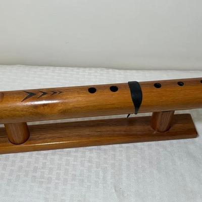 Native American Wooden Flute With Stand 