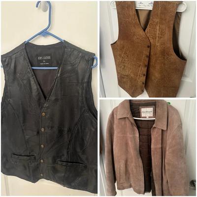 Men’s Leather Vests & Jackets - L & XL