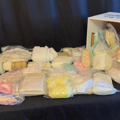 Lot 413: Large Storage Box Lot of Lace, Trim, and Ribbon – Assorted Colors and Styles for Sewing & C