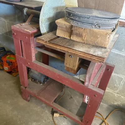 Lot 517: Heavy-Duty 12” Disc Sander on Custom Stand – Includes 40+ Extra Discs – Tested & Works!