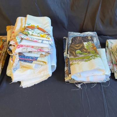 Lot 406: Assorted Lot of Vintage and Modern Fabric Remnants – Floral, Animal Print, and Patterned Co