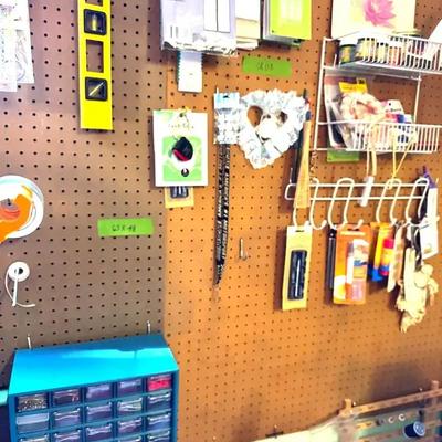 Lot 113:  Pegboard Loaded with Crafting and Sewing Notions