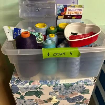 Lot 105:  Sewing & Quilting Supply Organizer Set with Thread, Buttons, and Tools