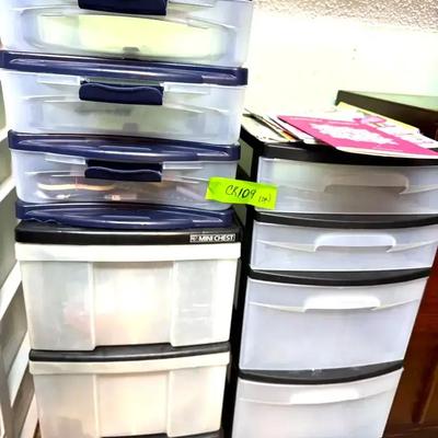 Lot 109:  Storage Caddies With Crafting Books, Pens,Markers
