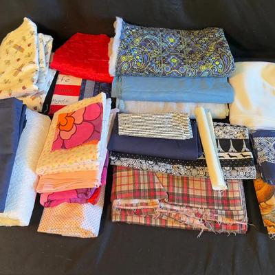 Lot 422: Large Mixed Lot of Assorted Fabric – Prints, Solids, and Quilting Remnants