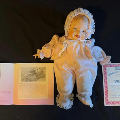 Lot 434: Ashton-Drake “Meagan Rose” Porcelain Baby Doll with Certificate of Authenticity – Yolanda B