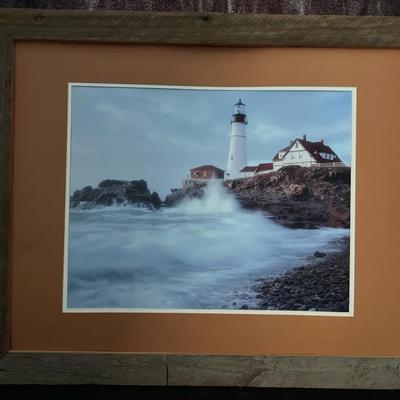 Lot 316: Framed Lighthouse Coastal Photo Print – 23” x 31.5”