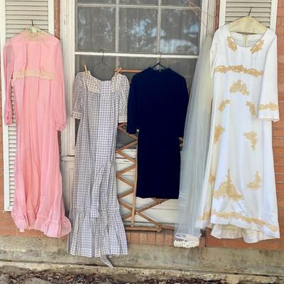 Vintage mid 1970’s wedding dress with veil