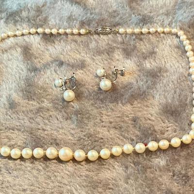 Vintage hand tied pearls with 14 k white gold findings