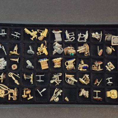 Vintage Cuff Link & Tie Clip Display - Display Case Included