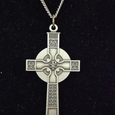 Engraved Celtic Cross on 30" Chain