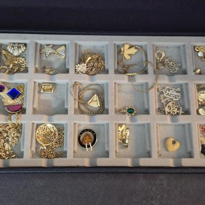 Vintage Display of Fashion Jewelry - Display Case Included