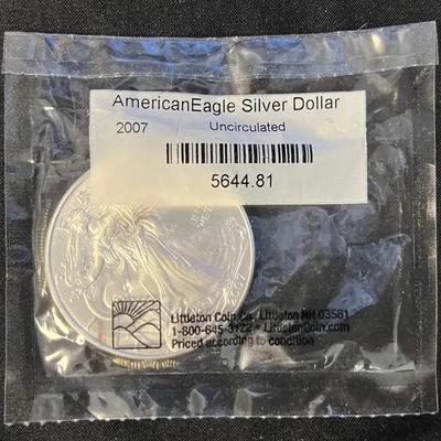 Uncirculated 2007 American Eagle Silver Dollar 