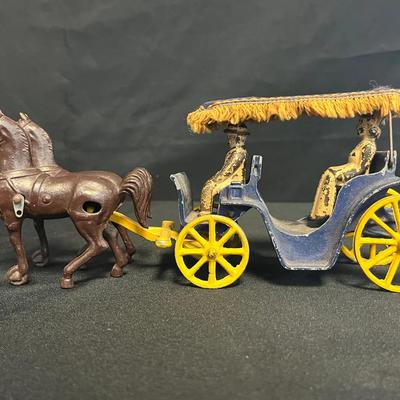 Vintage Cast Iron Horse-Drawn Carriage by Stanley Toys