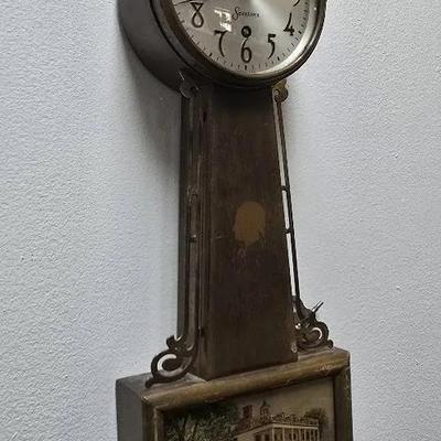 Vintage SESSIONS MT Vernon Banjo 1940's Wall Clock With Key