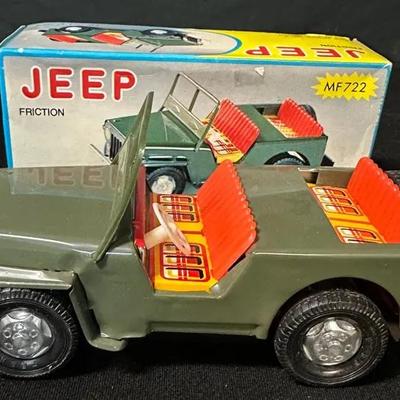 Vintage Friction Willys Jeep Tin Toy