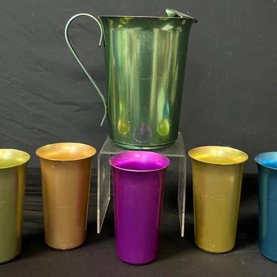 MCM Color Craft Colorful Aluminum Pitcher And Tumbler Set