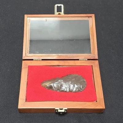 Vintage Collectible Native American Spear Head Found In North Alabama, In Wood Case