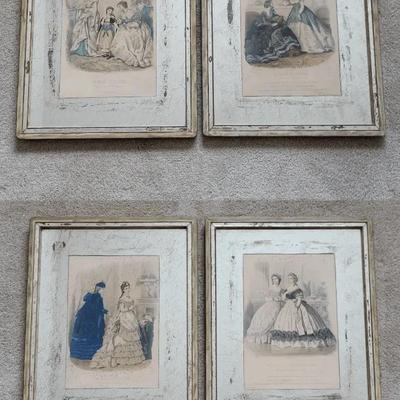 Framed Antique Fashion Plates (O)