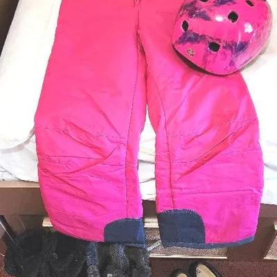 Youth Girl's Snow Bibs, Bike Helmet And Women's Boots/Shoes