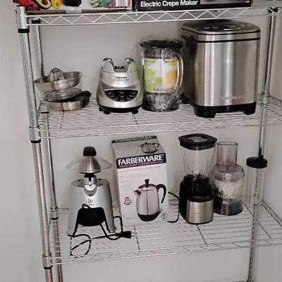 Kitchen Appliances And Metal Shelf