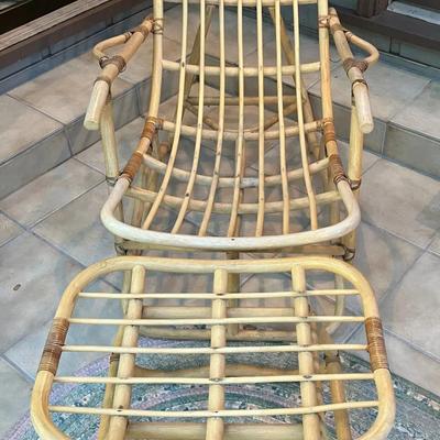 Rattan Lounge Chair and Ottoman