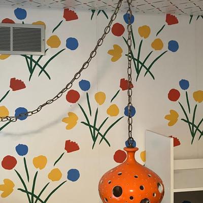 MCM Orange Ceramic Swag Lamp