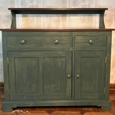 Distressed Green Buffet Cabinet 