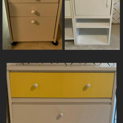 Chest of Drawers, 1 Nightstand, and Small Cabinet