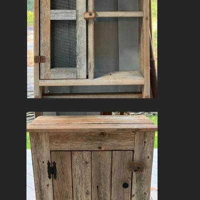 Rustic Wood Cabinet and Hanging Cabinet 