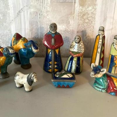 Raku Pottery Nativity Set