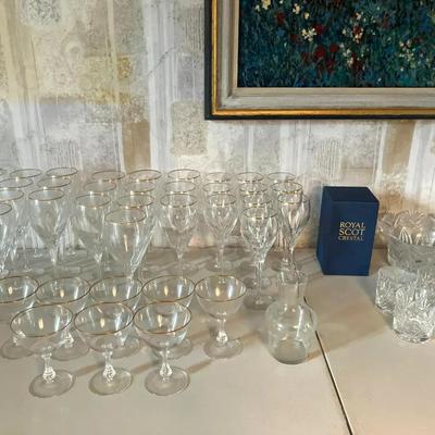 Crystal and Lenox Gold Trim Stemware