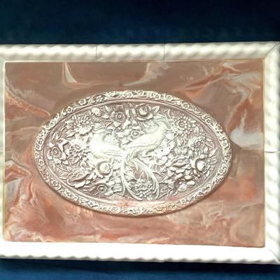 Vintage Incolay Stone Bird Of Paradise Plaque 