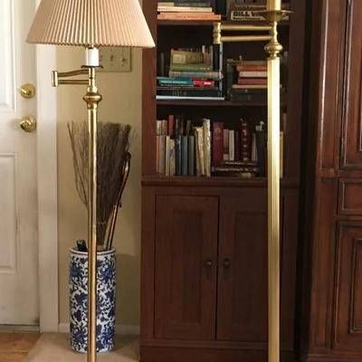 Lot Of Two Brass Tone Standing Lamps