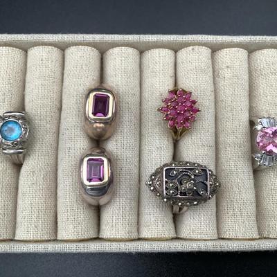 Six Sterling Silver Rings