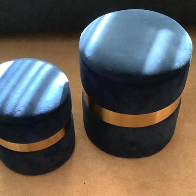 Pair Of Royal Blue Ottomans 