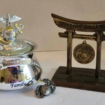 USMC Music Box, Pin & Statue