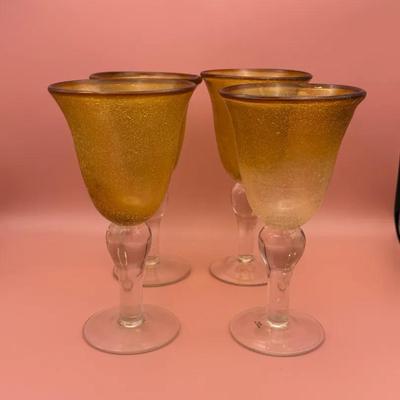 Amber Water Goblets Set Of 4
