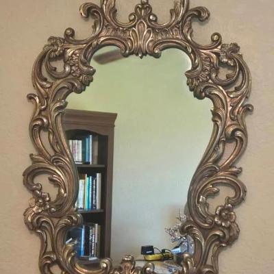 Ornate Gold Tone Wall Mirror