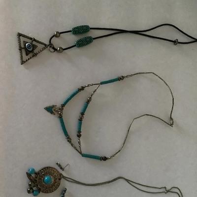 Three Turquoise And Silver Necklaces