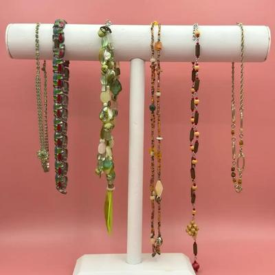 6 Green Tone Necklaces 