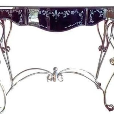 Mirrored & Silver Metal Decorative Table