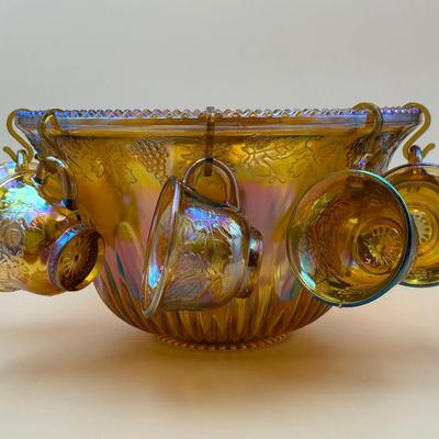 Vintage Indiana Glass Co Punch Bowl Set