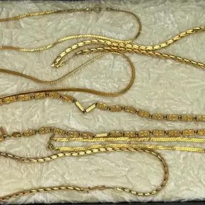 6 Gold Tone Necklaces