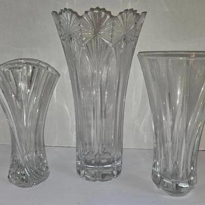 Crystal Vases Lot Of 3