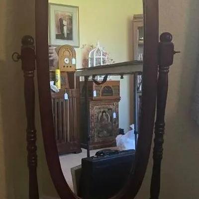 Cheval Floor Mirror With Cherry Finish
