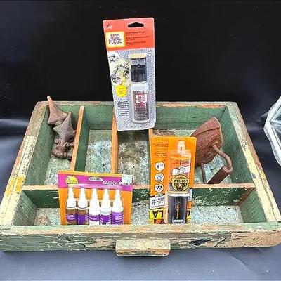 Antique Drawer, Iron, Finials, Adhesives