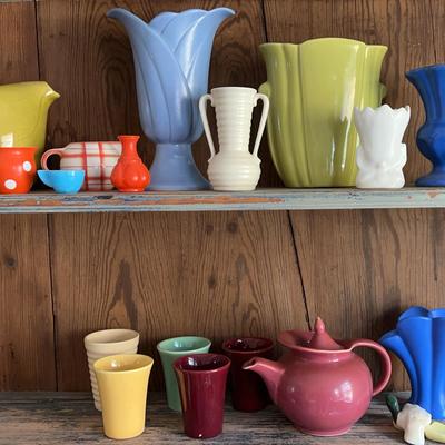 Assorted Bauer, American Modern Russell Wright Vases, Pitchers, Cups, Salt &Pepper