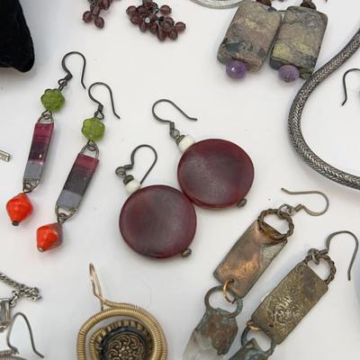 Handmade Jewelry, Assorted Earrings, Pendants, Rings, Pins